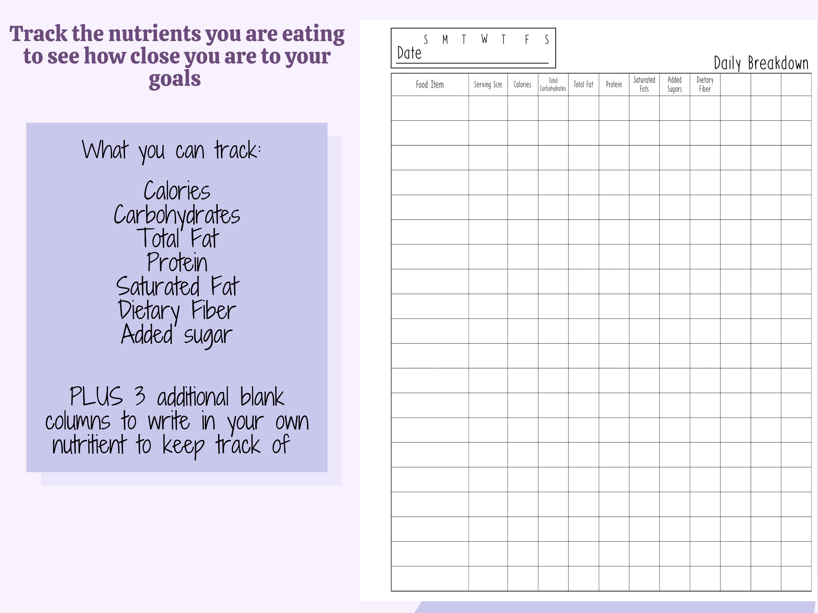 Digital Daily Food Log Template, Macro Tracker, Calorie Counting ...