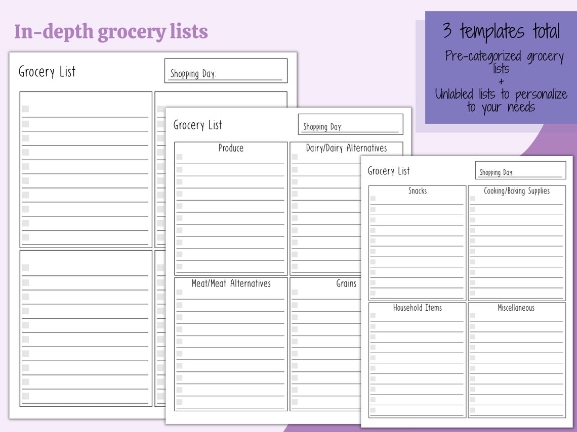 The Ultimate Meal Planning Template Bundle, Instant Download Meal ...