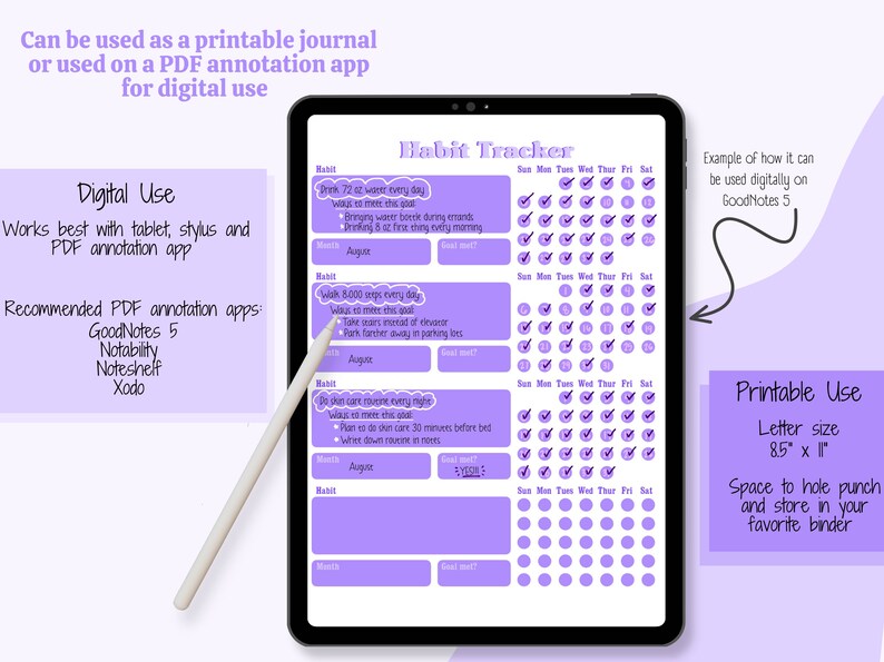 Monthly Habit Tracker Template, Daily Habit Tracking, Digital Habit ...