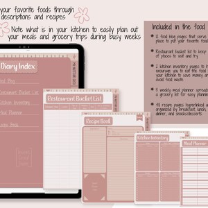 Digital Food Journal and Nutrition Guide, Boho Aesthetic, No-Meal Meal Planner, Undated Food Planner, Hyperlinked PDF, GoodNotes Notebook image 5