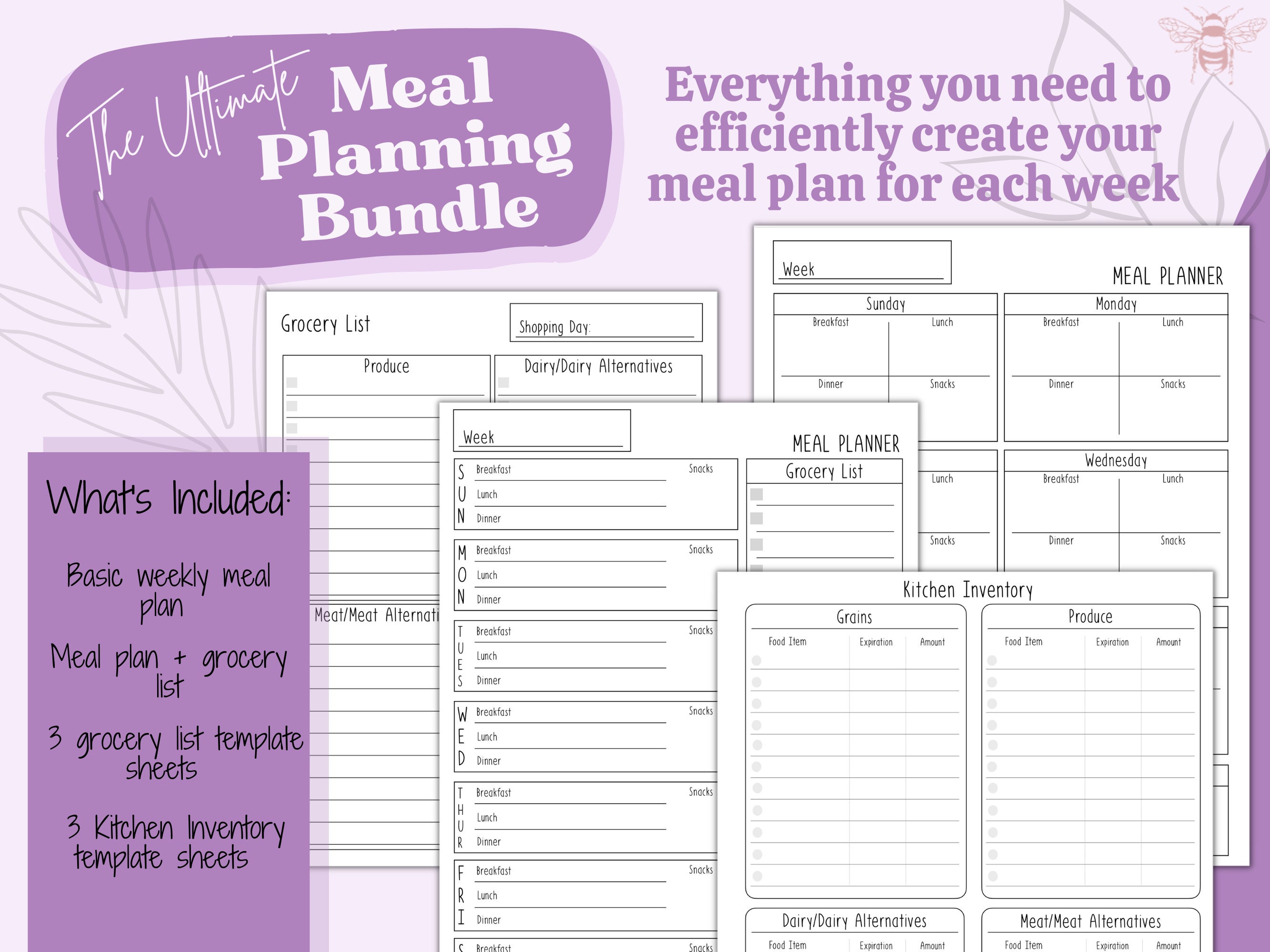 The Ultimate Meal Planning Template Bundle, Instant Download Meal ...