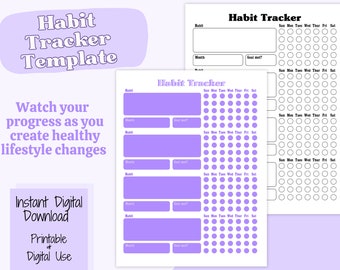 Monthly Habit Tracker Template, Daily Habit Tracking, Digital Habit Tracker iPad, Printable Habit Tracker Challenge, Instant PDF Download