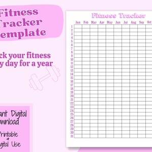 Daily Fitness Trackers, Pink Workout Log, Exercise Planner Sheets, Printable PDF Templates, Instant Digital Downloads, Digital file for iPad
