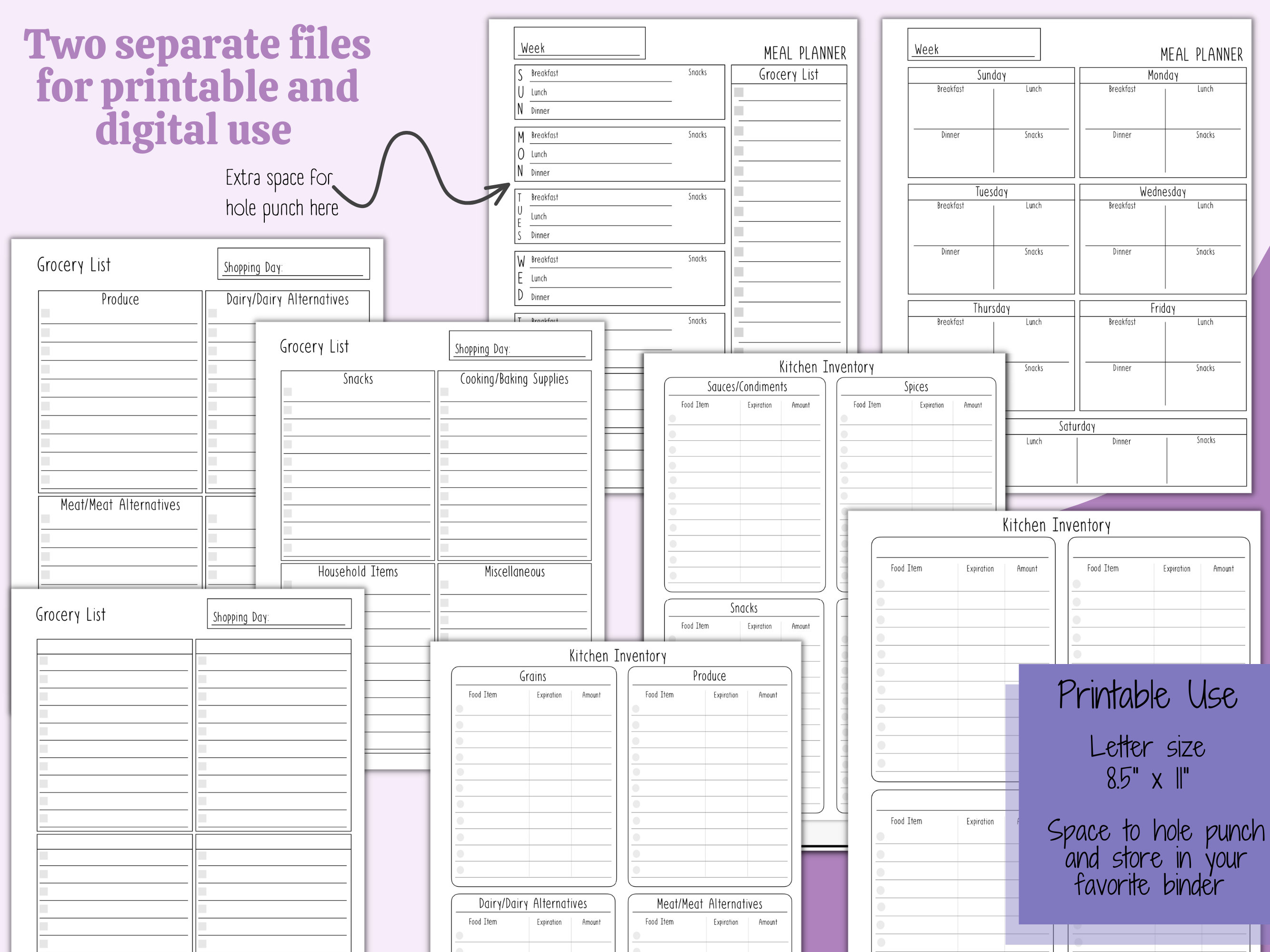 The Ultimate Meal Planning Template Bundle, Instant Download Meal ...