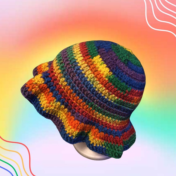 Rainbow Crochet Bucket Hat - Etsy display picture 3