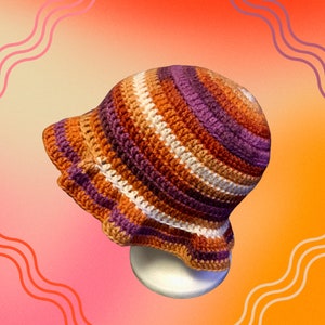 Lesbian pride crochet bucket hat