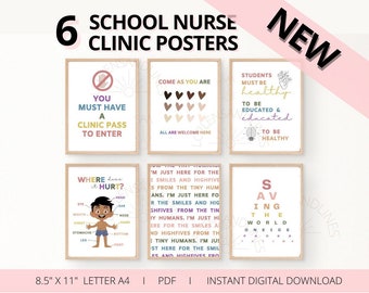 NEW - SET OF 6 School Nurse Clinic Posters I School Nurse Office Decor I Instant Digital Download