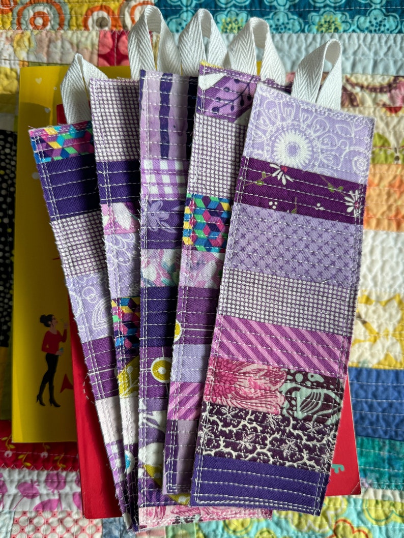 Purple Quilted Fabric Bookmark: Scrappy Book Lover Gift - Etsy