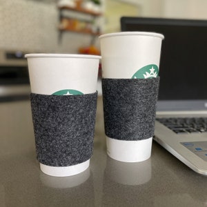 Felt Coffee Cup Sleeve Set of Two, To Go Cup Cozy, Coffee Lover, Hot Beverage Hand Protector, Eco-Friendly, Recycled EcoFelt, Reusable