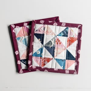 Quilted Mug Mat Set of Two, Coffee Coaster, Tea Time Placemat, Candle Coaster, Snack Mat, Teacher Appreciation Gift, Plant Pot Coaster