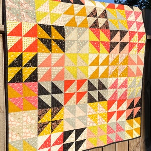 Handmade Quilt, Throw Size, Ruby Star Society Fabric, Quilted Blanket, HST Quilt Design, Warm Colors, Dorm Blanket, Travel Quilt