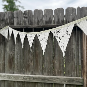 Ivory Cream Sheer Lace Wedding Bunting Banner, Wedding Garland, Bridal Shower Decor, Lace Decoration, Boho Decor, Grannycore, Vintage Lace