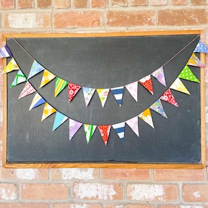 Vintage Fabric Flag Bunting: Colorful Party Garland, Nursery Decor