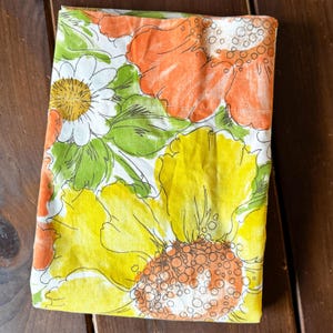 Lenzuolo matrimoniale Sears Flower Power "Morning Splendor" vintage anni '70: usato in buone condizioni, colori vivaci