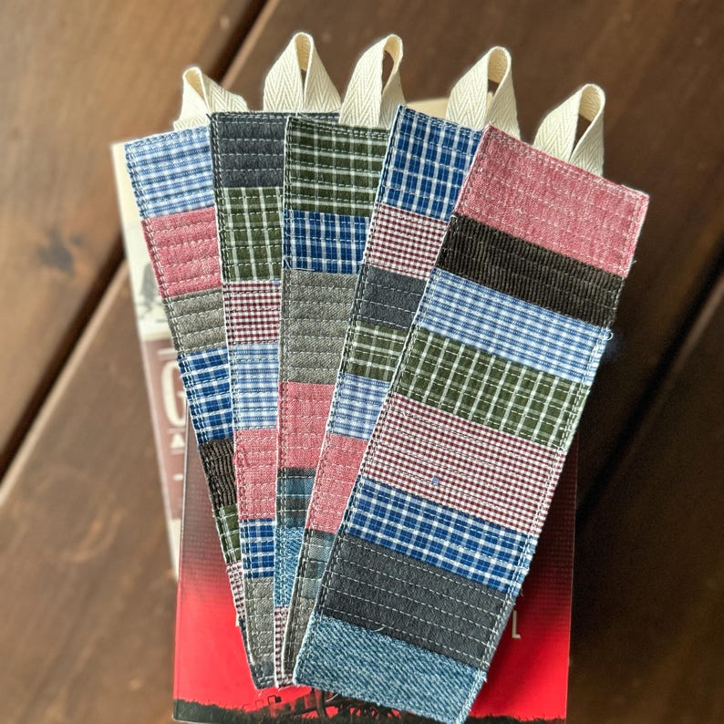 Quilted Masculine Bookmarks, Quilted Page Keeper, Fabric Bookmark Made ...