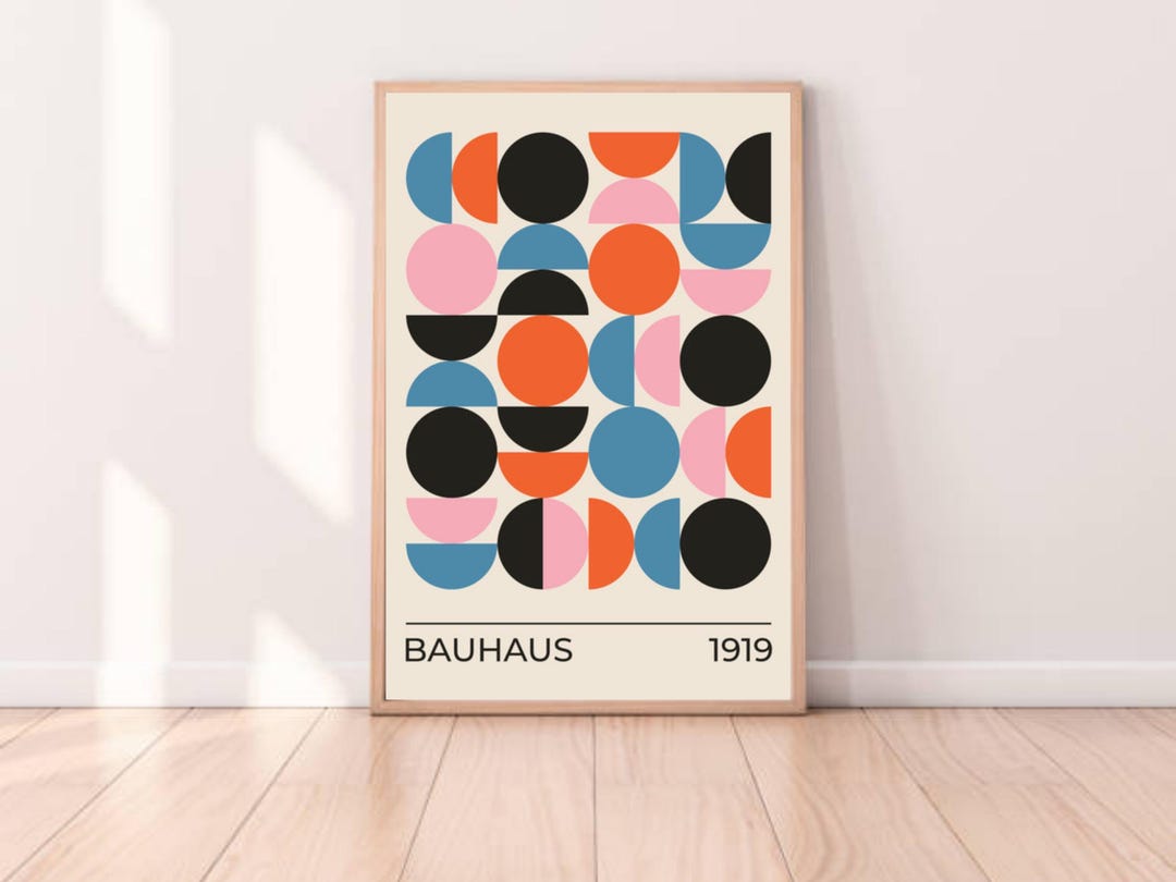 Bauhaus 1919 Geometric Art Print, Modern Abstract Living Room Decor ...