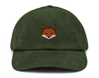 Casquette de baseball brodée Fox en velours côtelé