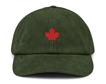 Casquette Canadian Leaf en velours côtelé avec drapeau brodé