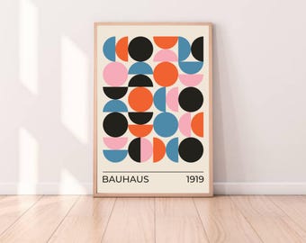 Bauhaus 1919 Printable Wall Art, Modern Wall Decor, Minimalist Geometric Art Print, Modern Abstract Living Room Decor, Digital Download