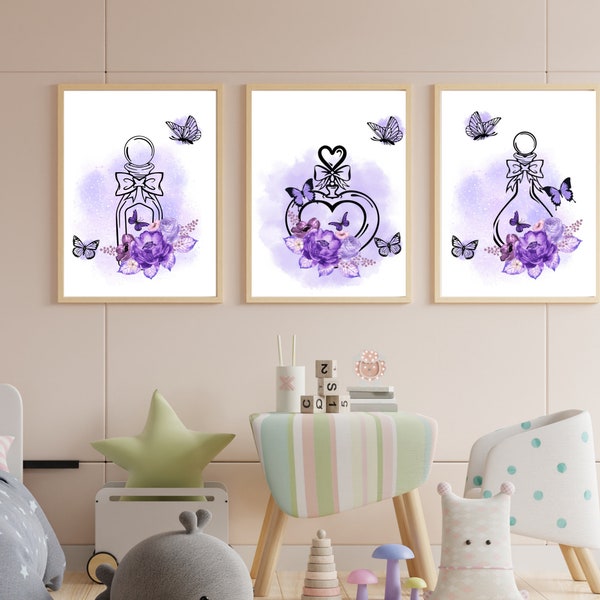 Printable Stationery A4 and US Letter Size Purple Flower Digital ...