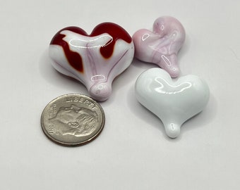 Set of Three Glass Hearts