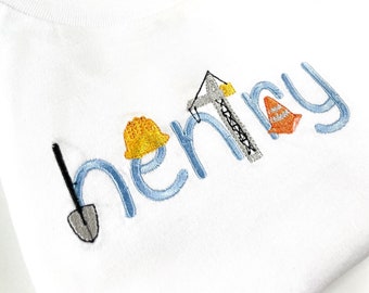 Construction Shirt | Construction Party Shirt | Construction Birthday Shirt | Excavator | Custom Embroidered Boy Shirt | Toddler Boy | Boys