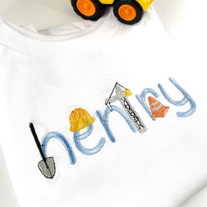 Construction Shirt | Construction Party Shirt | Construction Birthday Shirt | Excavator | Custom Embroidered Boy Shirt | Toddler Boy | Boys