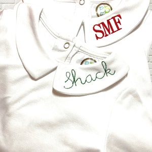 Custom Name Collar Embroidered Peter Pan Collar Collared Undershirt Boys Undershirt long sleeve baby boy personalized undershirt image 5