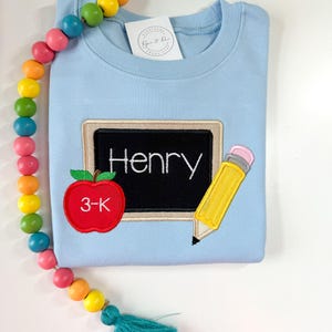 Back to School Name Shirt | Custom Embroidered Boy Shirt | First day of school | preschool Shirt | Short Sleeve Boy | Chalkboard name
