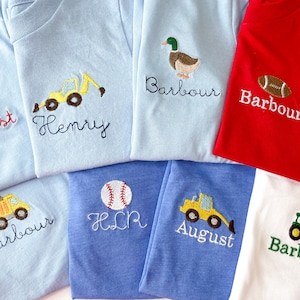 Personalisiertes Jungen-Hemd | Kleinkind-Shirt | Traktor Shirt | Welpen-Shirt | Baustellen LKW-Shirt | Langarm Junge | Kurzarm-Junge