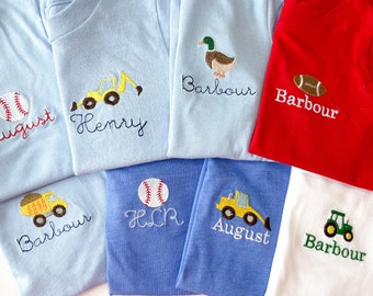 Custom Embroidered Boy Shirt | Toddler Shirt | Tractor Shirt | Puppy Shirt | Construction Truck Shirt | Long Sleeve Boy | Short Sleeve Boy