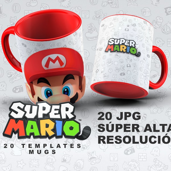 20 Mug Design BUNDLE Mario MOVIE Template Sublimation - Create your personalized mugs or products for sublimation - PNG