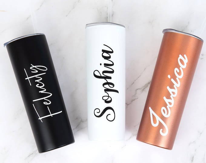 Personalized Name Tumbler with Lid and Straw, Bridesmaid Gifts, Bridesmaid Proposal, Wedding Gift, Bridal Party Gifts, Birthday Gift for Her