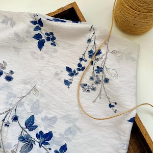 Tryckt blommigt tyg, Tenceltyg, Klädtyg, Sommarklänningstyg, Mjukt tyg, Blommigt tyg, Klänningstyg, DIY-tyg, Pris för 1/2 Yard bild 9