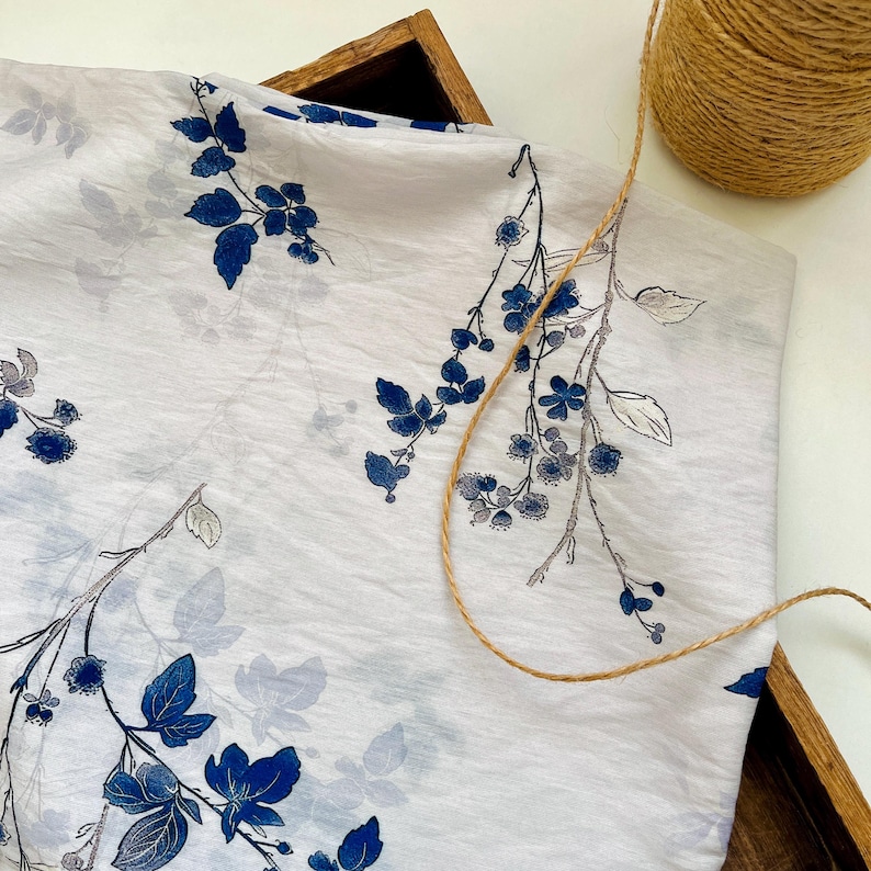 Tryckt blommigt tyg, Tenceltyg, Klädtyg, Sommarklänningstyg, Mjukt tyg, Blommigt tyg, Klänningstyg, DIY-tyg, Pris för 1/2 Yard bild 9