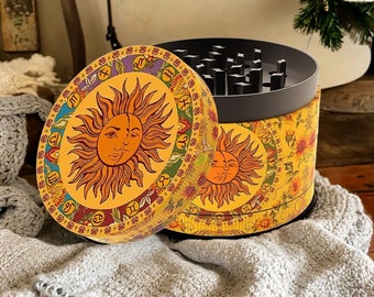 Personalized Grinder,Sun and Moon Grinder,4 Layers Metal Grinder,Herb Grinder,Spice Grinder Crusher,Custom Grinder,Cool Grinder,Cute Grinder