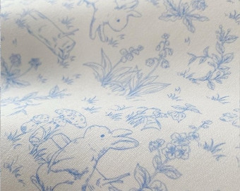 Easter Rabbit Cotton Fabric,Printed Fabric,Cotton Fabric,Quilting Fabric,Rabbit Fabric,Soft Fabric,Pillow Fabric,Fabric By 1/2 Yard