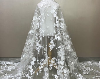 White Lace Fabric,Wedding Fabric,Flower Fabric,Fabric By 1/2 Yard,Lace Fabric,Bridal Dress Fabric,White Fabric,Dress Fabric
