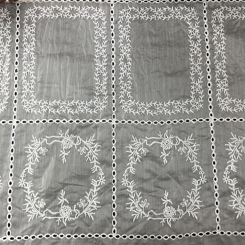 Floral Embroidered Tencel Fabric,White Fabric,Hollow Fabric,Floral Fabric,Embroidered Fabric,Dress Fabric,Fabric By 1/2 Yard,Tencel Fabric image 1