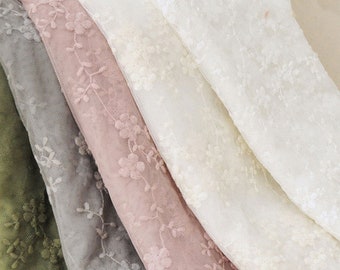 White Lace Fabric,Wedding Fabric,Flower Fabric,Embroidered Fabric,Lace Fabric,Bridal Dress Fabric,White Fabric,Fabric By 1/2 Yard
