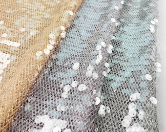 Sequin Lace Fabric,Mesh Fabric,Sequin Fabric,Glitter Fabric,Fashion Fabric,Clear Sequin Fabric,Fabric By 1/2 Yard,Dress Fabric