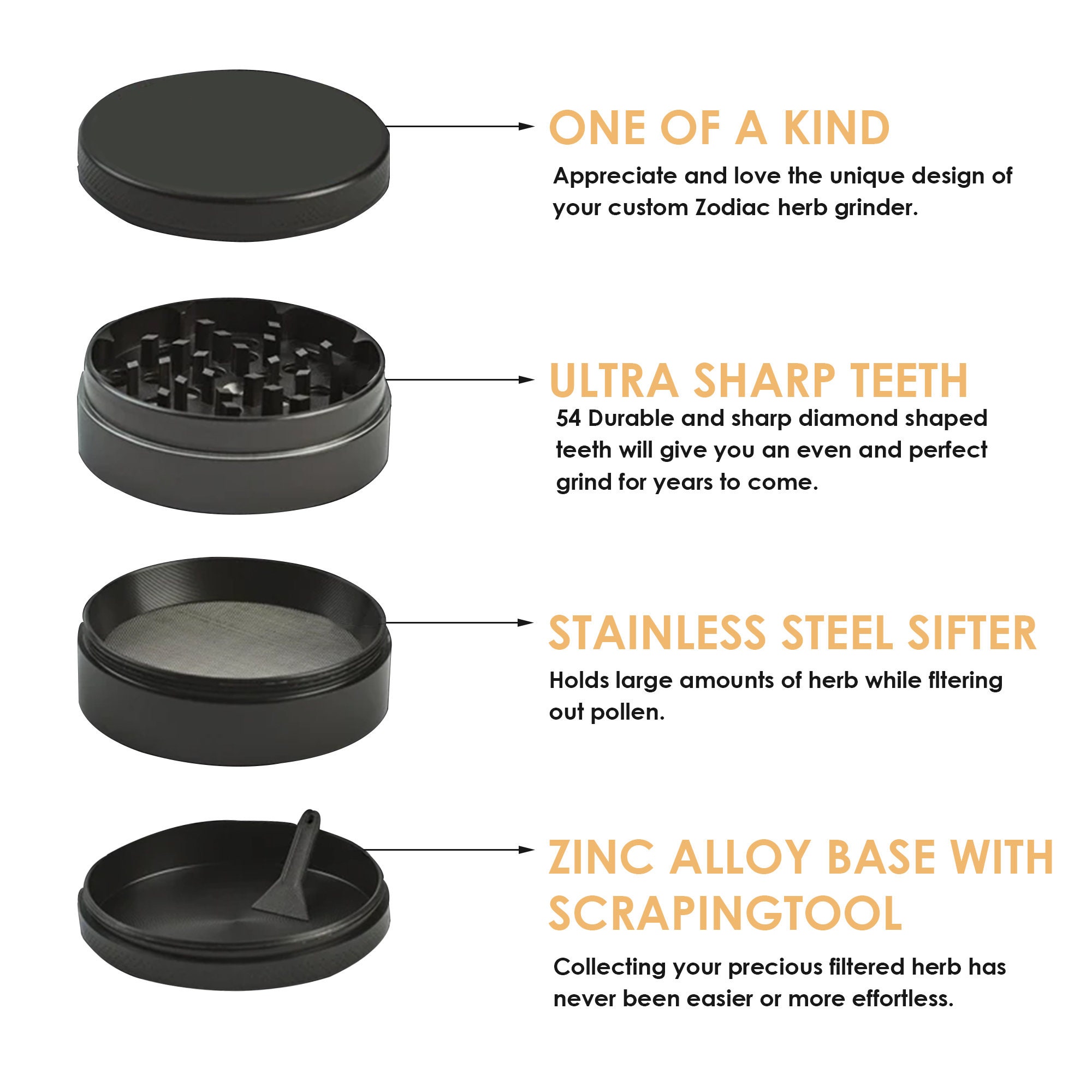 Personalized Grinder,sun and Moon Grinder,4 Layers Metal Grinder,herb