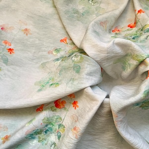 Tryckt blommigt tyg, Tenceltyg, Klädtyg, Sommarklänningstyg, Mjukt tyg, Blommigt tyg, Klänningstyg, DIY-tyg, Pris för 1/2 Yard bild 6