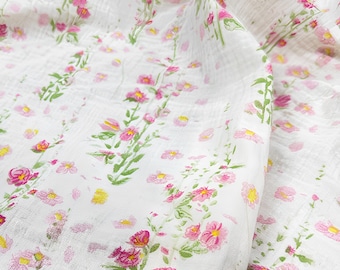 Flower Double Cotton Gauze Fabric,Cotton Gauze Fabric,Muslin Cotton Fabric,Printed Fabric,Baby Fabric,Sleepwear Fabric,Fabric By 1/2 Yard