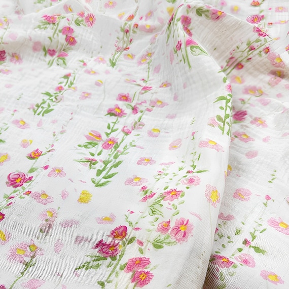 Flower Double Cotton Gauze Fabric,Cotton Gauze Fabric,Muslin Cotton Fabric,Printed Fabric,Baby Fabric,Sleepwear Fabric,Fabric By 1/2 Yard