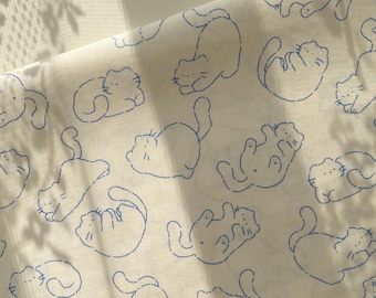 Cat Cotton Fabric,Printed Fabric,Cotton Fabric,Quilting Fabric,Cat Fabric,Soft Fabric,Pillow Fabric,Fabric By 1/2 Yard,Dress Fabric