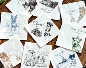 Personalized Pet Napkins for Wedding, Custom Dog Party Napkins, Unique Shower Napkin, Customized Cat Napkins, Special Birthday Napkins