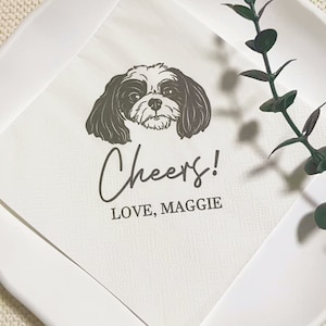 Tovaglioli da matrimonio per cani illustrati personalizzati, tovaglioli da cocktail personalizzati per animali domestici, tovaglioli da cocktail per cani, tovaglioli da matrimonio per gatti