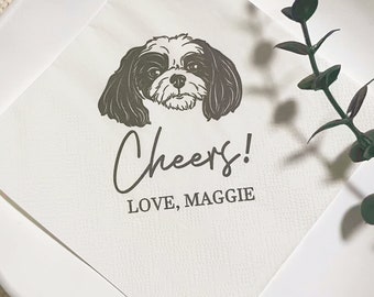 Custom Illustrated Pet Wedding Napkins, Personalized Dog Cocktail Napkins