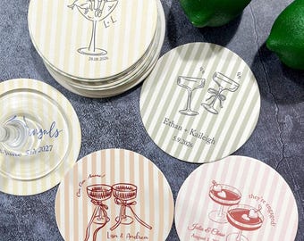 Personalized Wedding Coasters, Bar Paper Coasters, Wedding, Bridal Shower Favors, Thank You Favors